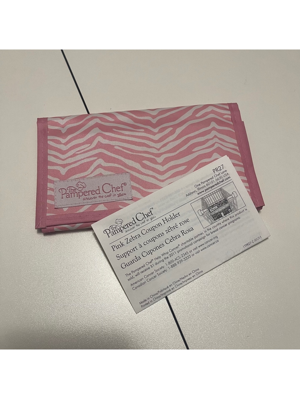The Pampered Chef Pink Zebra Coupon Holder